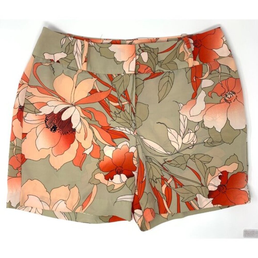 Worthington Floral Print Polyester Flat Front Women's Shorts Size 8